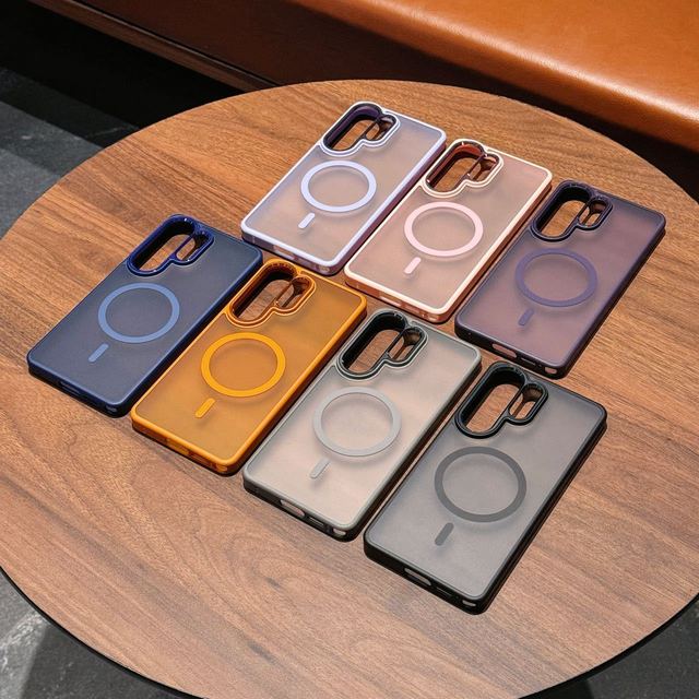 Metal Buttons Frosted PC Gel Phone Case Metal Frame Camera Protection TPU PC Bumper Wireless Charger Cover For Samsung S26 Ultra