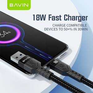 Bavin CB262 Câble de Données <span class=keywords><strong>USB</strong></span> 18 W Tressé en Nylon à Charge Rapide <span class=keywords><strong>Micro</strong></span> Type-C pour Téléphones Android - Product Image 6