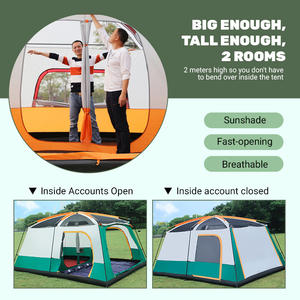 Büyük kamp çadırı 10 12 kişi insanlar su geçirmez çift katmanlı 2 oturma odaları ve 1 salon aile çadır açık yağmur geçirmez çadır - Product Image 2