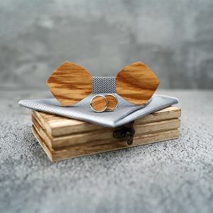 Nœud Papillon en <span class=keywords><strong>Bois</strong></span> Parfait pour Homme, Ensemble Cravate et Mouchoir de Poche pour Mariage, Nœud Papillon en <span class=keywords><strong>Bois</strong></span> avec Boîte, Gravata Faite à la Main - Product Image 2