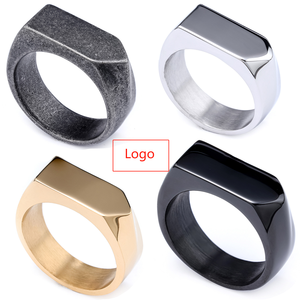 Anel Masculino <span class=keywords><strong>Punk</strong></span> Retrô da Fábrica Zhongzhe, Tamanhos 4-15, Anéis de Sinete Góticos Geométricos de Aço Inoxidável Personalizados com Gravação para Homens - Product Image 1