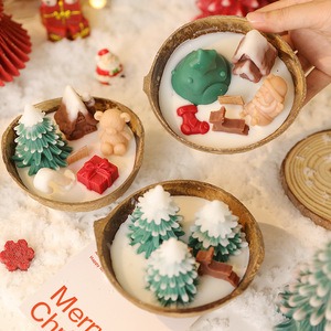 Holiday Decor Scented <b>Candle</b> Coconut Shell Bowl 3D Christmas Character Tree Soy Wax <b>Candle</b> For Christmas Gift Party Favor - Product Image 2