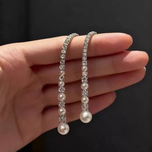 22879DIY <b>Pearl</b> Accessories S925 Silver Earnail Empty Tray with Zhao Lusi Multi <b>Pearl</b> <b>Earrings</b> 3-5mm Round Crystal <b>Earrings</b> - Product Image 4