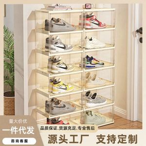 Boîte à chaussures pliable transparente en plastique blanc Haogle - Organisateur de bureau multifonctionnel et rangement pour chaussures - Product Image 1