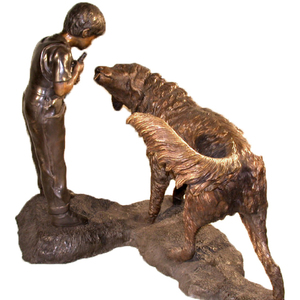 Fornitore cinese di vita dimensione del bronzo ragazzo con <span class=keywords><strong>la</strong></span> statua del cane - Product Image 1