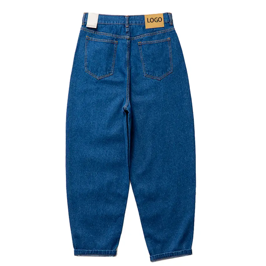 Fabricantes logotipo personalizado impresso novo estilo plus size calças jeans largas homens perna larga jeans azul jeans solto skate para homens calças