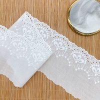 Dentelle en coton peigné doux 100% avec broderie délicate à motif floral pour textiles de maison, artisanat et accessoires vestimentaires pour enfants