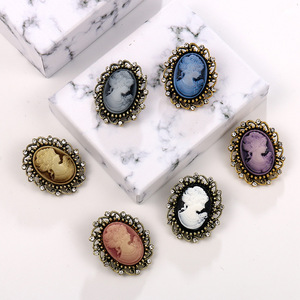 Broche de Cabeça de Beleza Cameo com Strass em Liga Metálica, Acessório de Roupa para Colarinho, Presente para Mulheres em Festas, Casamentos e Noivados - Product Image 2