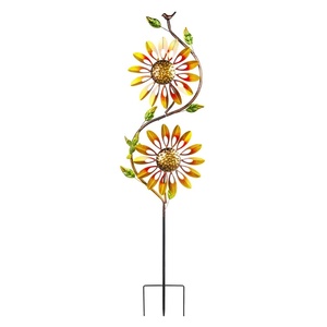 Two Sunflowers Metal <strong>Wind</strong> Spinner Garden Stake with Hummingbird, 360&deg; Rotating Rustic Windmill Outdoor Yard Lawn Decor - Product Image 5
