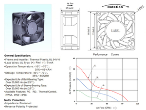 พัดลมระบายความร้อนแบบแกน DC 24V OEM รุ่น 8038 พร้อมลูกปืน  ใช้งานได้ยาวนาน ป้องกันการสั่นสะเทือน สำหรับสถานีกักเก็บพลังงานไฟฟ้าแรงสูง - Product Image 5