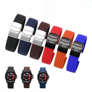 Bracelet de montre en silicone coloré original pour montre à quartz, montres automatiques, boucle en acier inoxydable 24 mm - Product Image 3