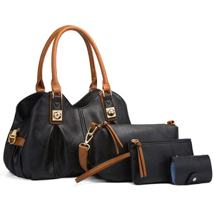 Women Casual <b>Tote</b> Handbag Set 4 Piece Soft Gathered Waterproof <b>Nylon</b> Lining Zipper Closure Eyeglass Case Daily Organizer - Product Image 4
