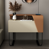 Table de chevet moderne de luxe avec plateau en marbre, table de chevet minimaliste en bois avec tiroir de rangement, mobilier de chambre écologique pour appartement