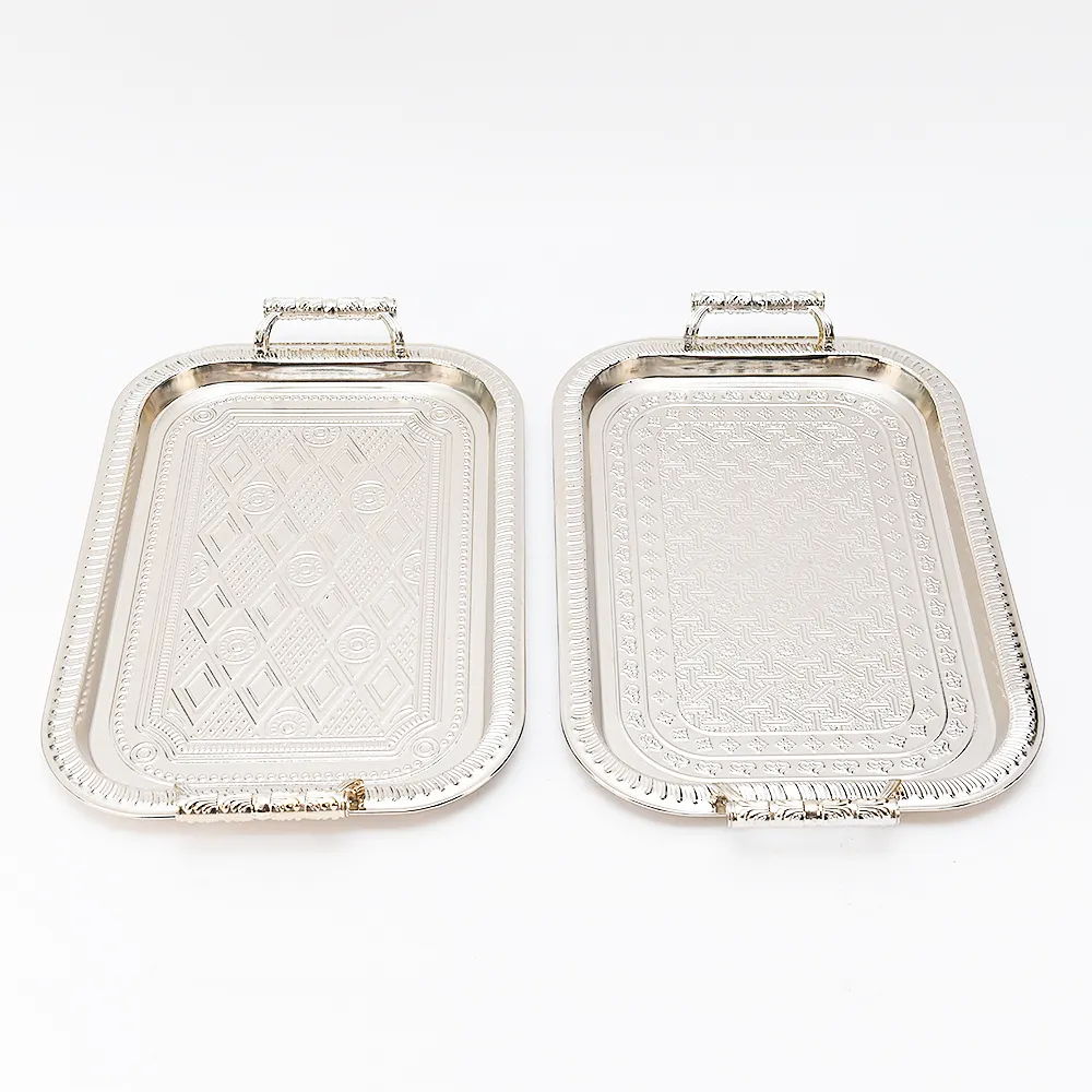 Wholesale home decorative rectangle silver tray for fruit for home decor