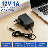 Adaptateur secteur mural AC/DC 12V 1A avec prise EU, 12W, matériau PC+ABS, alimentation 12V 1A pour bande LED, routeur, caméra CCTV