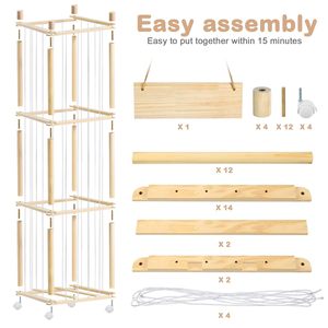 Support de rangement en bois pour jouets d'animaux mignons avec roues de frein, boîte de rangement de jouets peu encombrante, boîte de rangement pour animaux remplie de grande capacité - Product Image 6