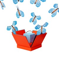 Caja de Cartón Rígido Reciclable Personalizada con Relieve, Laminación Mate, Recubrimiento UV, para Pasteles, Alimentos Enlatados, con Diseño de Mariposa y Flor Explosiva