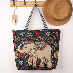 Tùy chỉnh quá khổ Bohemia Elephant Pattern <span class=keywords><strong>Canvas</strong></span> Tote Bag với in logo cho mua sắm - Product Image 1