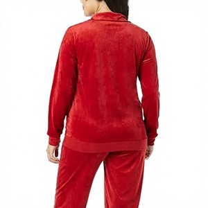 Conjunto de Dos Piezas de Chándal de Terciopelo con Pedrería Personalizado al por Mayor, Chaqueta con Cremallera y Pantalones de Lujo para Mujer - Product Image 3