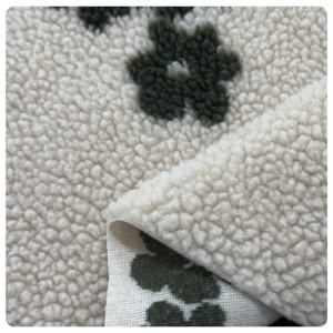 신선한 녹색 자카드 니트 셰르파 플러시 원단 프리미엄 인조 모피 소재 어린이 침대 베개 커버 홈 장식 애완 동물 의류 - Product Image 2
