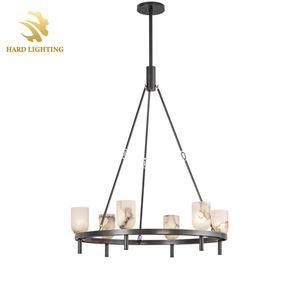 Lampadario a sospensione circolare in alabastro, stile postmoderno creativo, caratteristico spagnolo, classico per sala da pranzo - Product Image 4