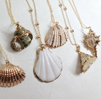 Dainty Bohème Pendentif Étanche En Acier Inoxydable Coquillage Conque Naturel 18K Or Trempé Shell Collier D'été Plage Bijoux