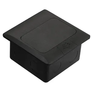 Caja de enchufe de suelo impermeable, toma de corriente eléctrica personalizada de fábrica, UE, Reino Unido, EE. UU., con usb, color negro