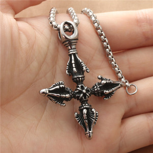 European Style Stainless Steel <b>Cross</b> Pendant Necklace Men's Punk Retro Geometric Design 19033 - Product Image 4