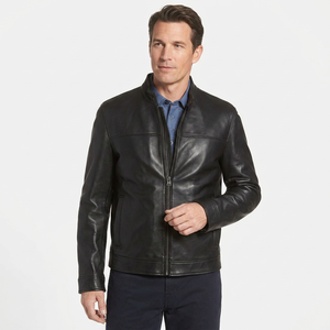 Chaqueta de Cuero Genuino para Hombre, Estilo Vintage, Desgastada, Chaqueta de Motociclista Retro, Abrigo de Invierno Marrón Antiguo - Product Image 1