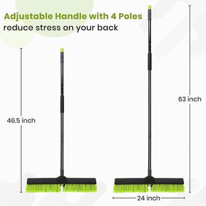 Heavy Duty Broom <b>Brush</b> with 63 Long Handle for <b>Deck</b> Patio Driveway Garage Warehouse Shop Floor Sweeping & Scrubbing - Product Image 5