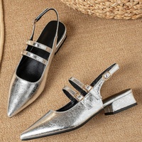 Escarpins d'été personnalisés grande taille pour femme, confortables, à boutons, talons fins, avec lanières convertibles et bout pointu fermé