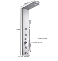 Ensemble de panneau de douche robinet noir en acier inoxydable 304 avec pommeau de douche à cascade, pulvérisateur à main, massage corporel