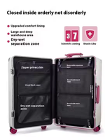 Valise Coque PC 20/24/26 Pouces en Gros avec Cadre en Aluminium, Bagage de Voyage, Valise Trolley Large, Serrure TSA, Cabine avec Poignée en Cuir