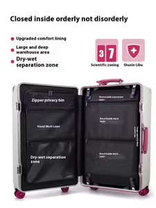Wholesale 20/24/26Inch Trunk PC with Aluminum <strong>Suitcase</strong> Travel Luggage Wide-trolley <strong>Suitcase</strong> TSA <strong>Lock</strong> Carry on Leather Handle - Product Image 2