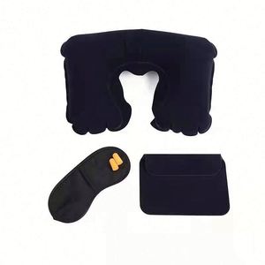 Oreiller de voyage gonflable portable pour avion avec support de nuque réglable, masque pour les yeux et bouchons d'oreilles – Cadeau idéal pour le sommeil en avion - Product Image 3