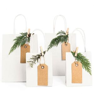 Bolsas de Papel Ecológicas para Regalo con Asa, Impresión Personalizada, Reciclables, Bolsas de Compra de Papel Kraft Blanco y Marrón con Logotipo - Product Image 4
