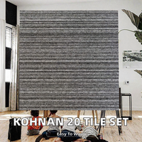 Tapis en polypropylène original 50x50cm, lot de 20, gris foncé à rayures, ignifuge, lavable, fabriqué en Chine