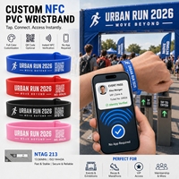 Bracelet NFC PVC personnalisé pour le contrôle d'accès aux événements, la vérification des billets de festival et d'exposition, bracelet intelligent avec impression de logo et code QR