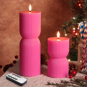 Candela LED Senza Fiamma Rosa Acceso di Mermei, Fatta a Mano in Cera di Paraffina, con Telecomando, a Batteria, Sicura per Feste di Compleanno - Product Image 2