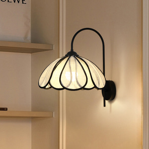 Applique murale LED E27 30 cm avec abat-jour crème pour chambre, salon, maison d'hôtes, hôtel, escalier, couloir - Product Image 1