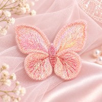 Applique brodée papillon irisé, patch rose monocouche à coudre pour vêtements, sacs, artisanat et accessoires de bricolage