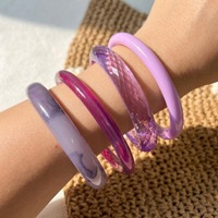 Nouveau Bracelet Transfrontalier Nouveau Produit Ensemble de 4 Pièces Bracelet en Résine Coupé Diamant Violet Transparent Ensemble de Bracelets Personnalisés