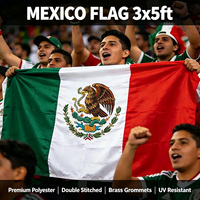 Drapeau du Mexique 3x5 pieds aux couleurs vives, imprimé numériquement sur mesure, résistant à la décoloration, pour célébrations