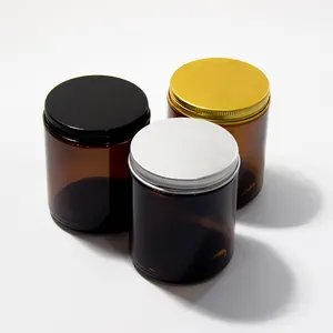 1oz 2oz 4oz ambra vuoto Apothecary portacandele barattoli contenitore di vetro con coperchio alla rinfusa