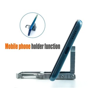 Outil multifonction en acier inoxydable argenté 6 en 1, support de bureau DIY avec ouvre-bouteille, tournevis, extracteur de carte SIM, support de téléphone - Product Image 4