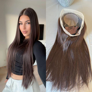 <span class=keywords><strong>Parrucca</strong></span> Full Lace con Base in Seta, 100% Capelli Umani Vergini, Colore Marrone <span class=keywords><strong>Scuro</strong></span>, Lisci, Vendita all'Ingrosso - Product Image 2
