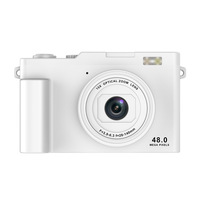 Çocuklar için Dijital Kamera 48MP 15X Optik Zoom Döner LCD Ekran Full HD Video AI Güzelleştirme MicroSD Yuvası Siyah Beyaz