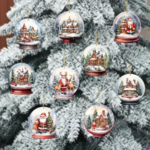 Décorations de Noël modernes, boule de cristal suspendue avec diamants, décorations de peinture festives - Product Image 5