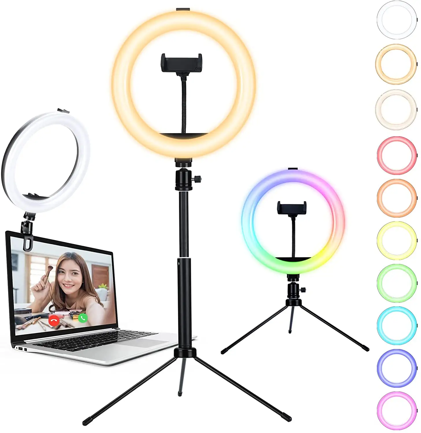 European Stand Phone Holder Tripod Selfie LED Ring Light Photography Makeup Vlogging Live Streaming 10'' Selfie Ring Light