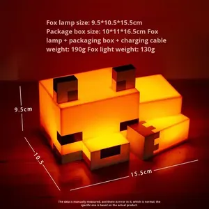 Lámpara Nocturna <span class=keywords><strong>Minecraft</strong></span> Pixel Fox - Lámpara LED Recargable con Cambio de Color para Dormitorio - Product Image 4